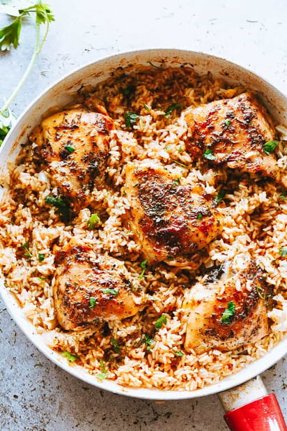 Garlic Butter Chicken Thighs and Rice Recipe