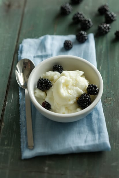 Lemon Frozen Yogurt with Blackberries