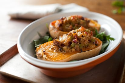 Roasted Winter Squash with Cornbread Stuffing