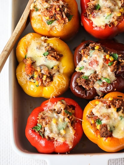 BEST Stuffed Bell Peppers with Ground Beef